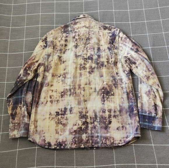 Grayers Clothiers Once in a Blue Moon Distressed Acid Bleached Flannel Shirt - Picture 8 of 9